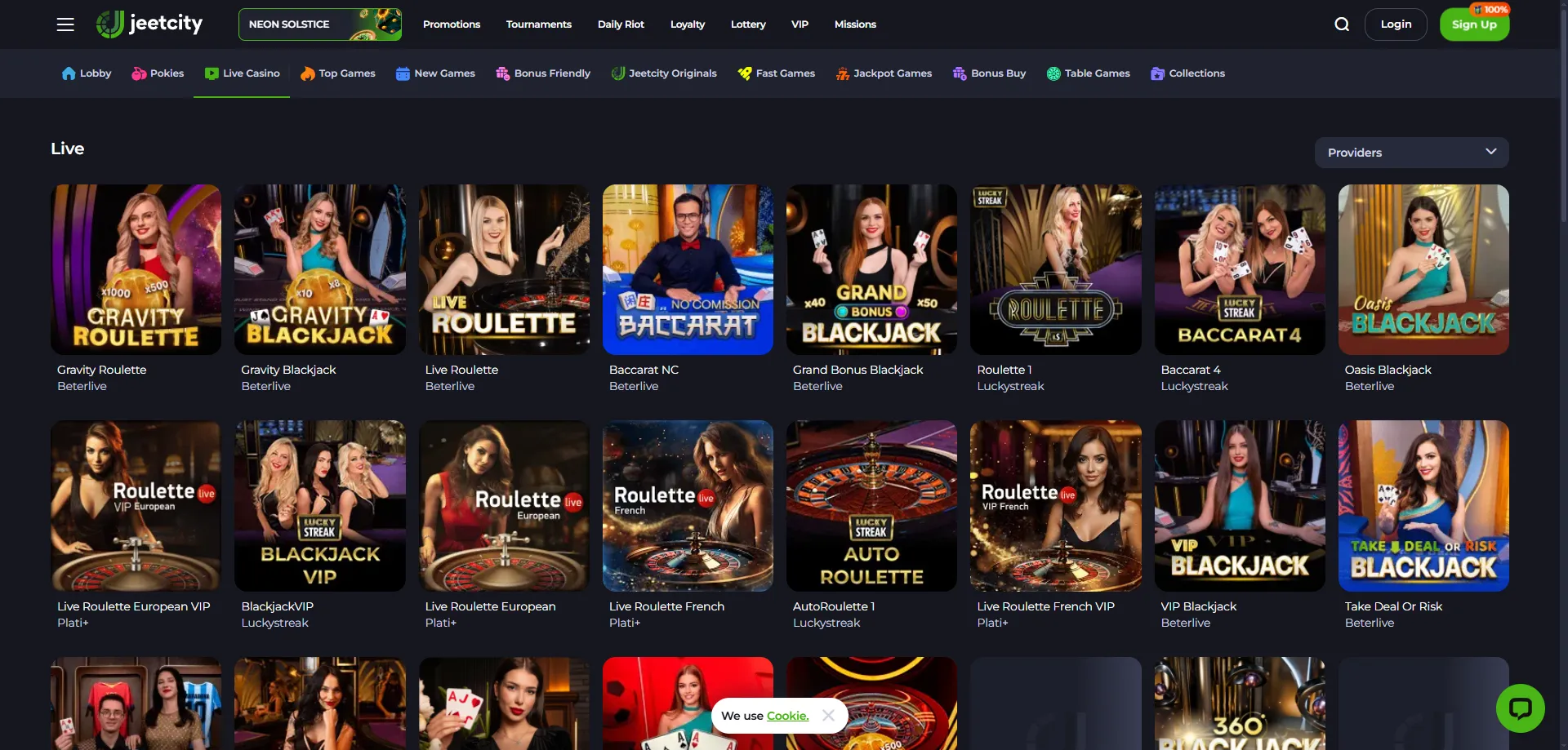JeetCity Casino live dealer games &mdash; blackjack roulette baccarat NZ